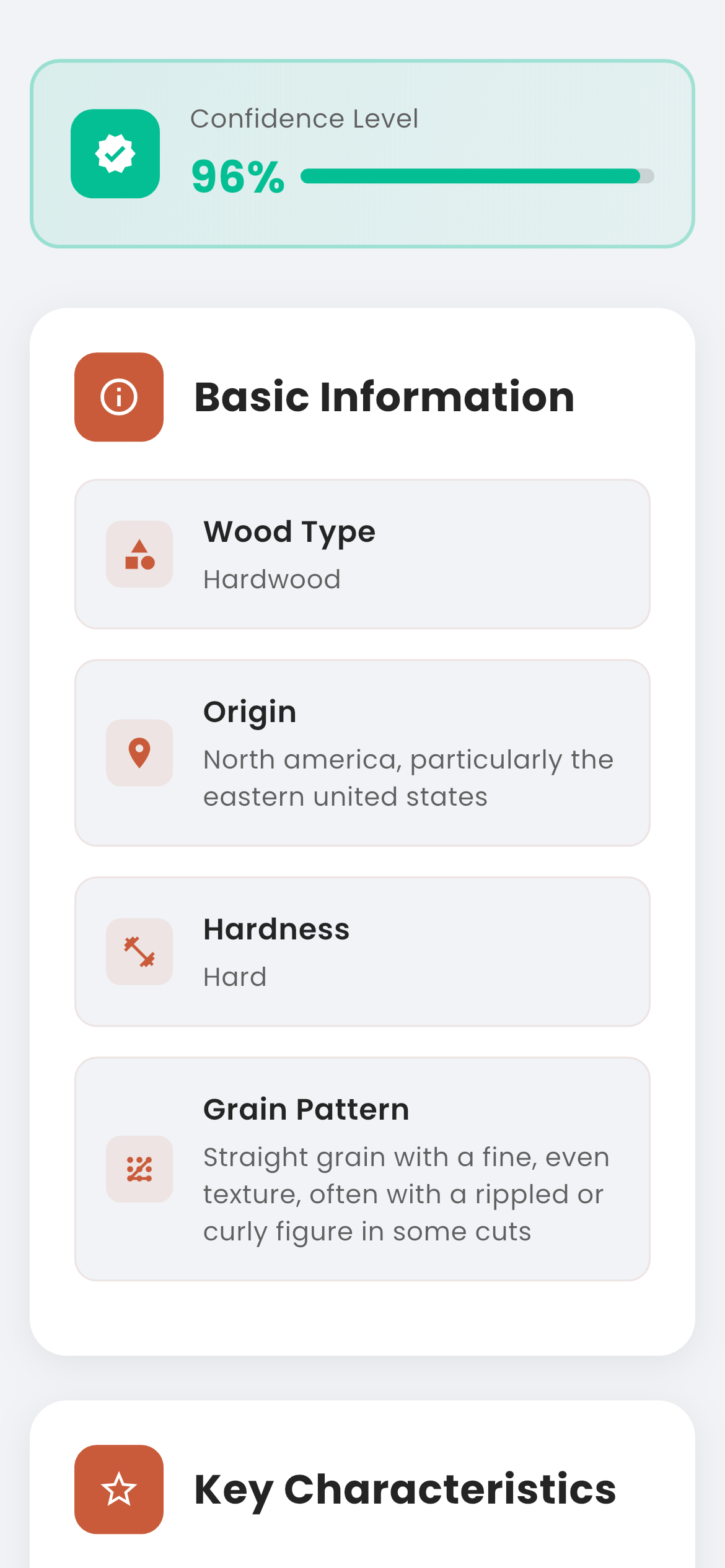 Viewing tree and wood species details